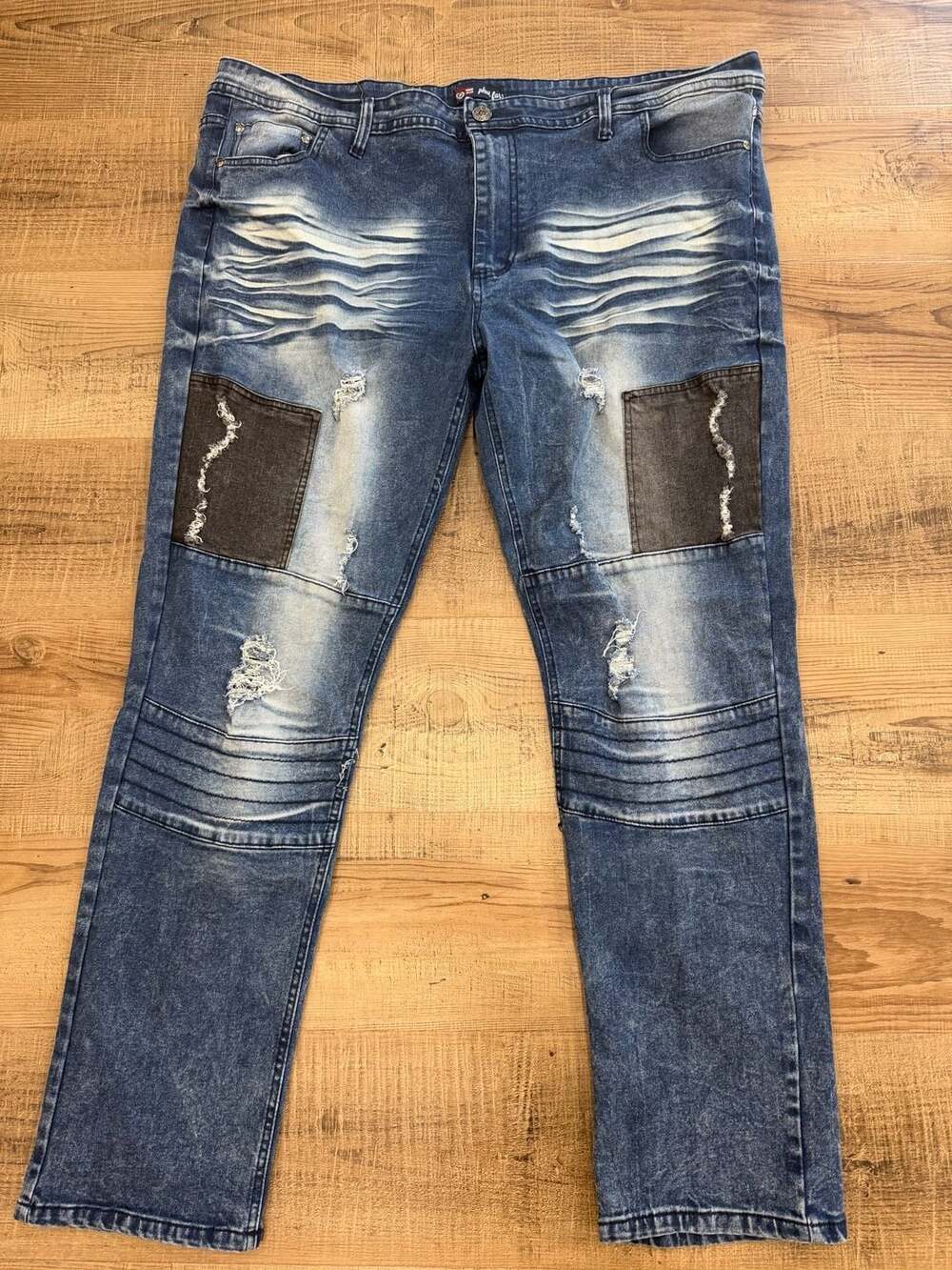 Phat Farm Vintage Men's Distressed Moto Stretch Jeans Y2K Hip Hop Streetwear